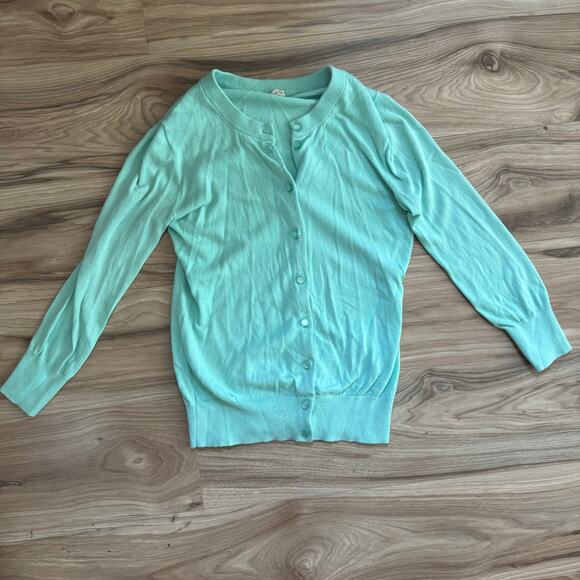 J. Crew 3/4 Sleeve Button Down Cardigan in Mint Green - Picture 1 of 5